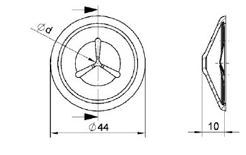 ISO - úchytka s krytkou W2 ZI SCHWARZ