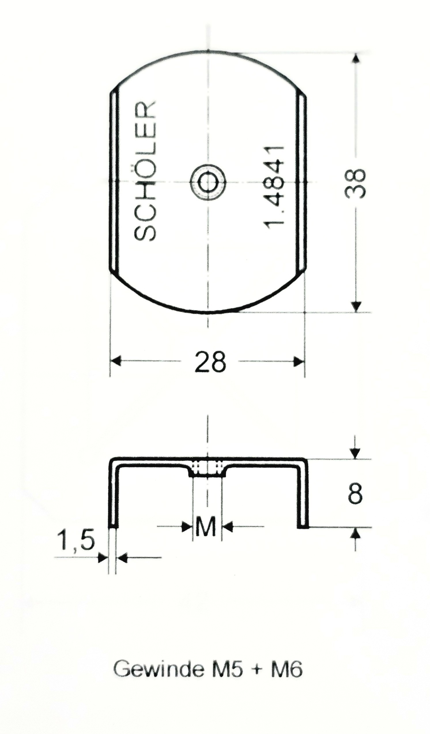 D 38 1.4841,  Krytka bajonetového trnu