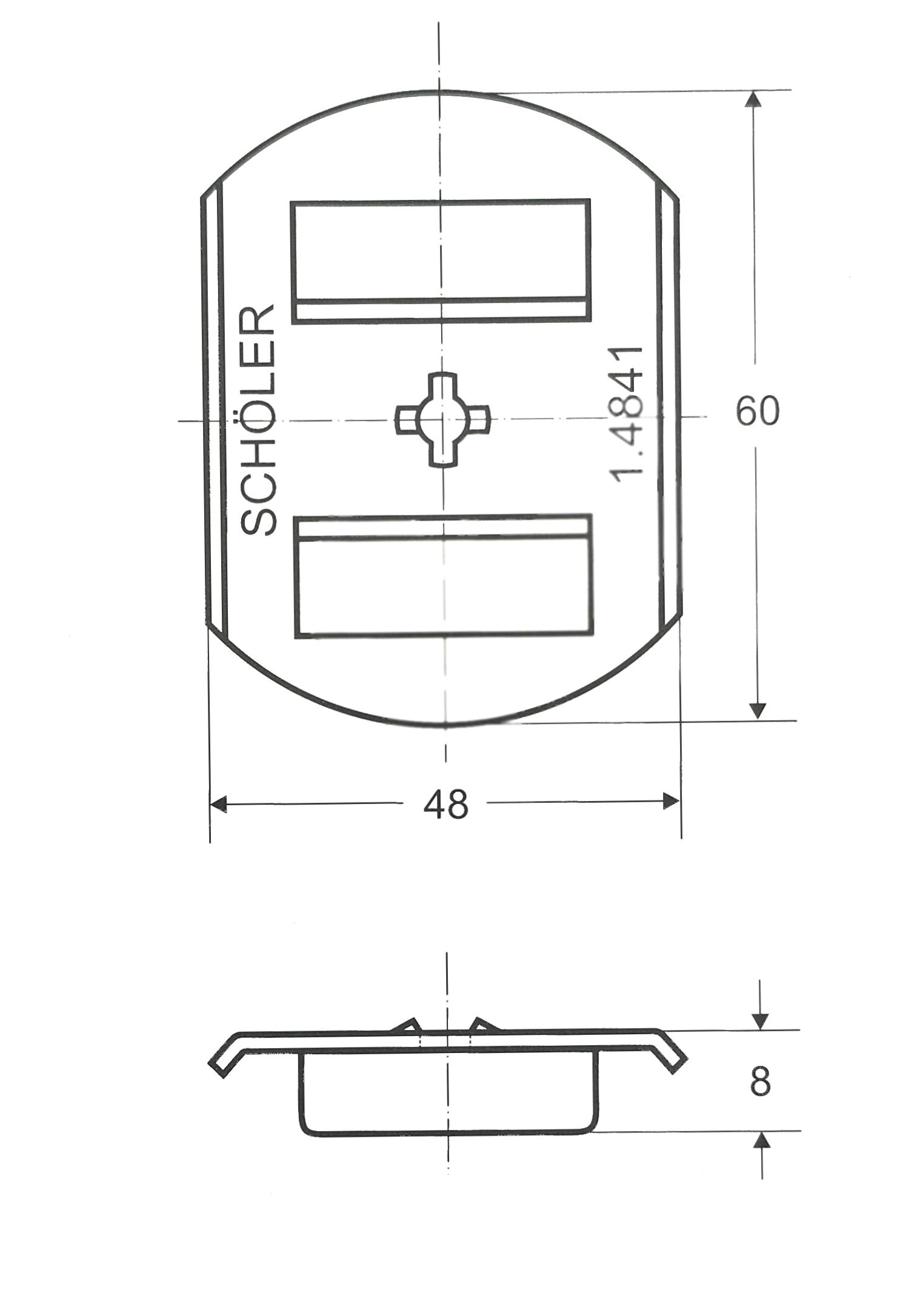 D 60 1.4301,  Krytka bajonetového trnu