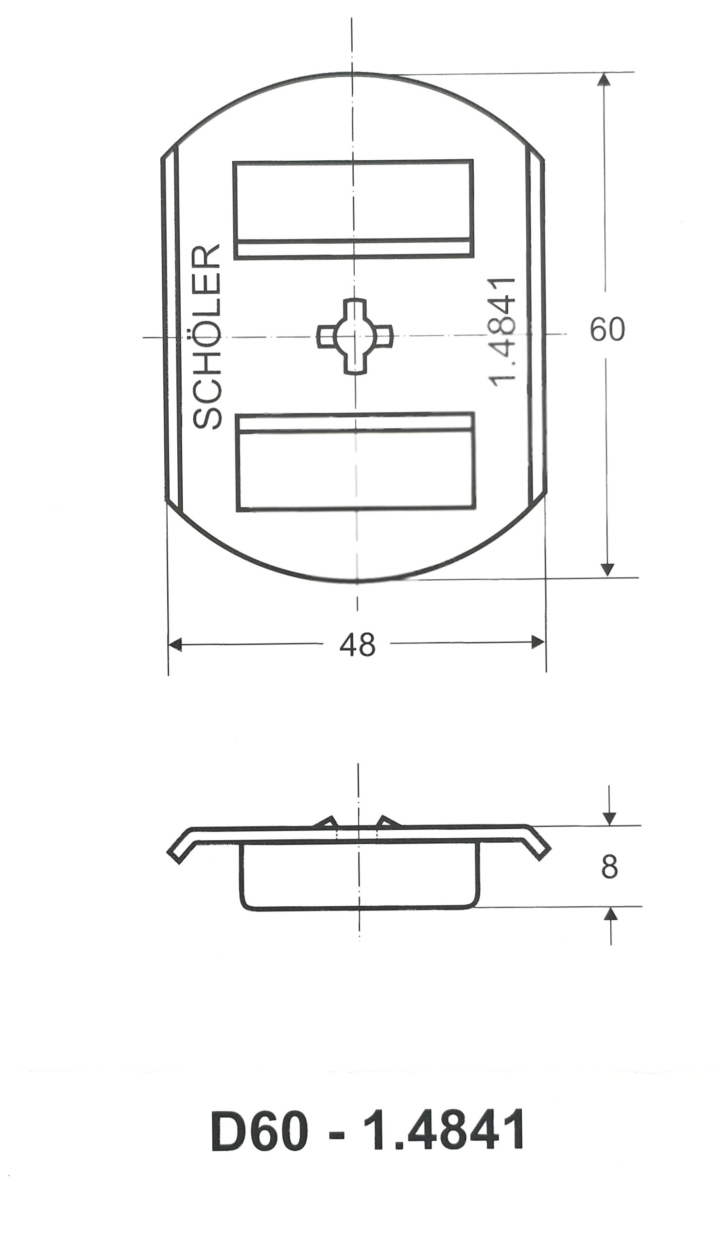 D 60 1.4841, Krytka bajonetového trnu