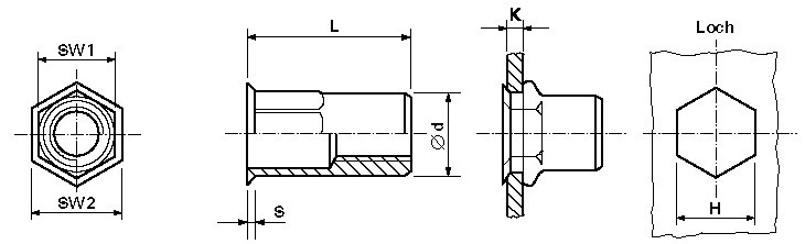 Nýt. matice M6 - 30 TSN HEX ST (FILKO)