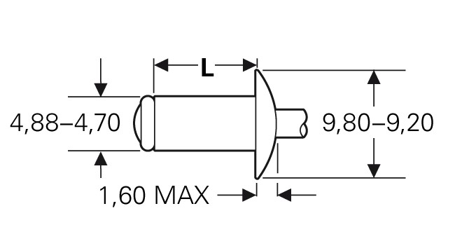 POP 4,8 x 9,2 Al/St - TAPD 66 BS - Trhací nýt